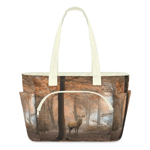 Sac fourre-tout matelassé femme grand format avec motif de cerf