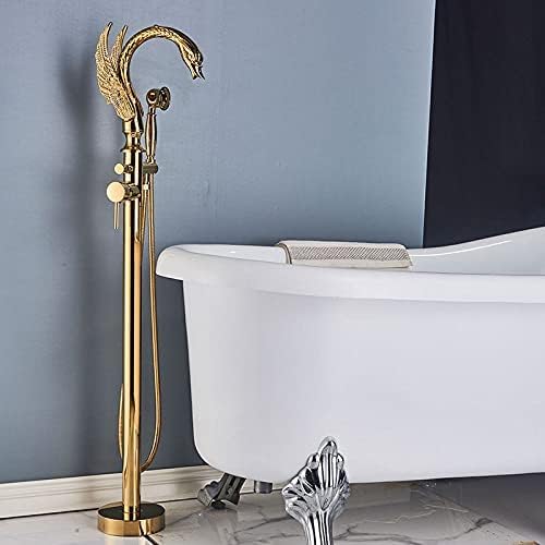 Grue douchette à main et robinet sur pied or pour un bain relaxant unique