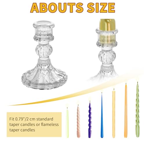 Clear Glass Candlestick Holders,8 pcs Set include Taper Candle Holders and Stripe Candle Holders,Two Style for Formal Events, Wedding, Festival,Church, Party & Festival Decoration - Cosy Home Interiors Clear Glass Candlestick Holders,8 pcs Set include Taper Candle Holders and Stripe Candle Holders,Two Style for Formal Events, Wedding, Festival,Church, Party & Festival Decoration - Image 2
