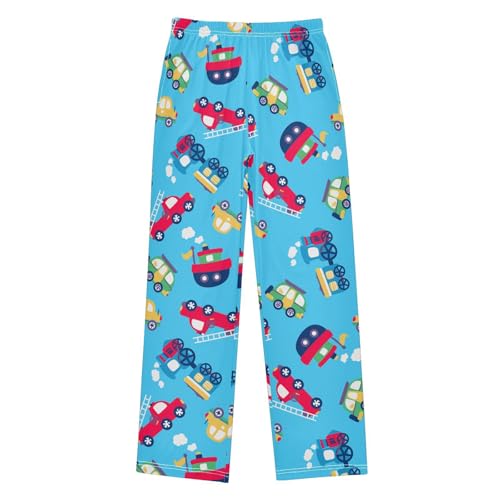 ZZXXB Car Ship Train Boys Long Pants Soft Trousers Elastic Waist Kids Lounge Bottoms with Pockets S-XL