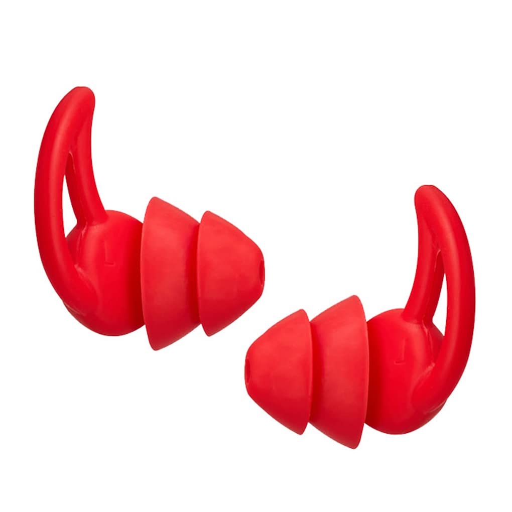 10 Set von Schlaf-Ohrstöpseln, Silikon-Ohrstöpsel, Geräuschreduzierung, wiederverwendbare Ohrstöpsel für Büro, Zuhause, rot, 2 Schichten, feuerrot, 2 Schichten