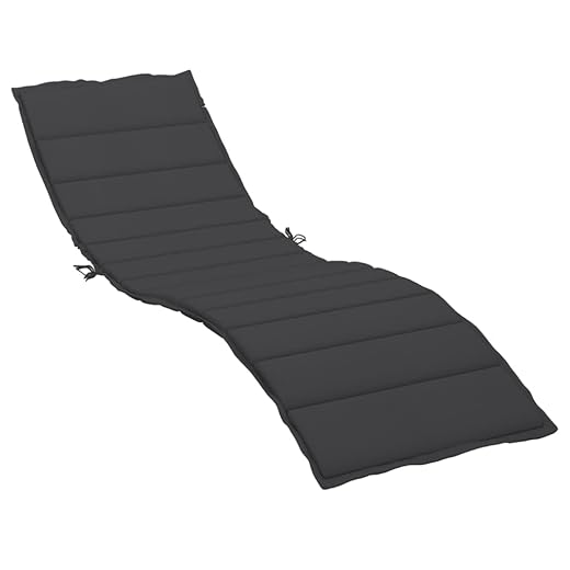 vidaXL Comfortable Sun Lounger Cushion - Durable Oxford Fabric, Lightweight & Water-, Non-Slip, Foam Fiber Filling, Black, Suitable for Indoor & Outdoor Use, 78.7"x19.7"x1.2"