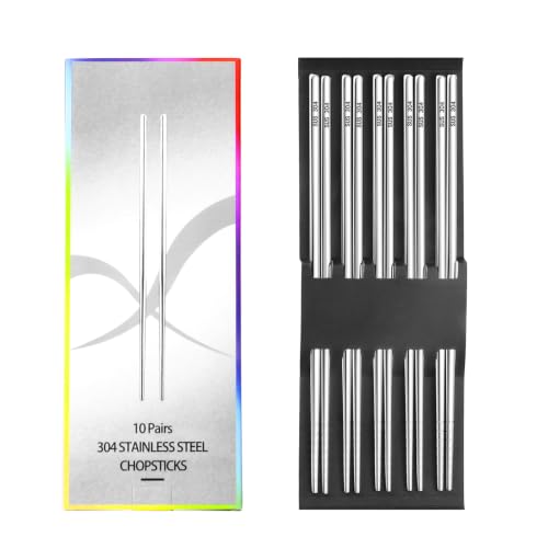 [AC] $7.49* | 10-Pair Lazycorner 304 Stainless Steel Chopsticks w/ Non-Slip Textured Tips - image 1