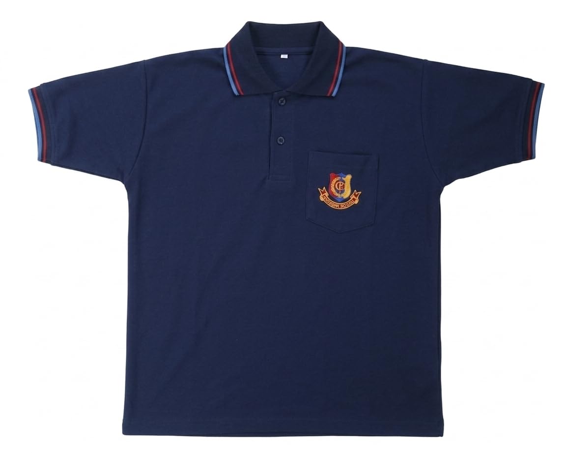 ational Cadet Corps (NCC) Navy Blue Polo T-Shirt – Premium Cotton Blend Cadet Training Uniform with Chest Pocket and Embroidered Crest – Half Sleeve with Contrast Tipping (Unisex)-image-40