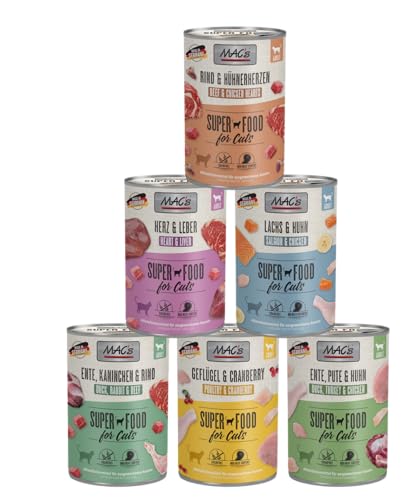 Mac's Cat 6 x 400g Mixpaket | Garantierter 6-Sorten-Mix | Getreidefreies Premium-Nassfutter für Katzen | Ideale Kombination aus hochwertigen Zutaten