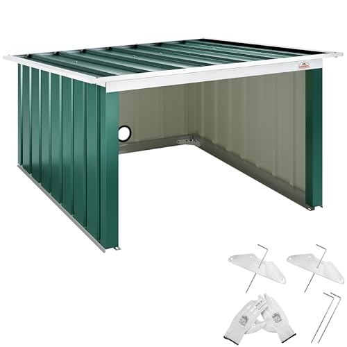 GARDEBRUK® Abri Robot Tondeuse 89x90x54cm Toit monopente Pliable métal résistant intempéries 4X piquets Terre Garage Outillage carport Jardin Vert