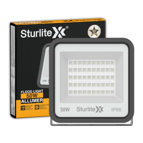 Sturlite Allumer 50 W LED Flood Light| Cool White 6500K Color Temperature LED Lamp| IP66 Waterproof Surge Protection Focus Light for Factory, Garage, Parking, Garden, Playground & Shop - (Pack of 1)