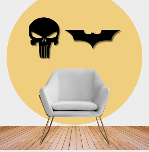 Image of TWIGGY Superhero 6mm MDF Wooden Wall Decor Set for Home, Office, or Gaming Room, Gift, Anime (pack of 2 | The Dark Knight,Punisher)