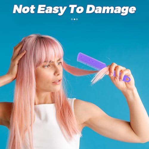 Peine cortador de cabello doble con cuchilla y mango púrpura miniatura 4