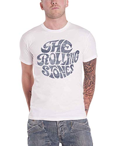 Men's The Rolling Stones Vintage 70's Logo White T-Shirt: Large
