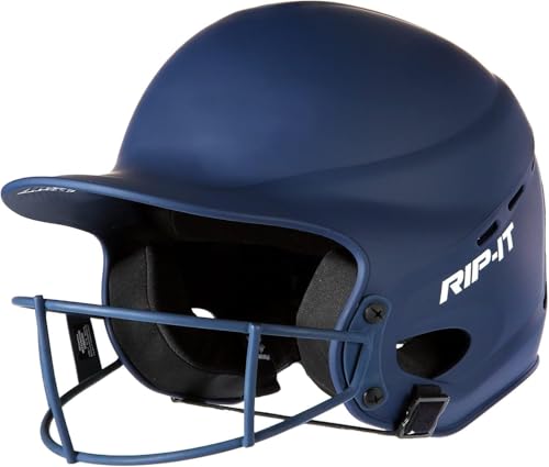 RIP-IT | Vision Pro Softball Batting Helmet with Face Mask | Matte Navy | M/L | Lightweight Womenâ€™s Sport Equipment