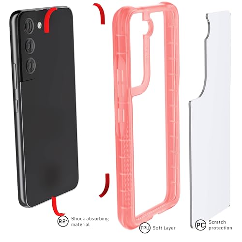 Image of Ghostek COVERT Clear Pink Samsung S22 Case for Women Premium Protective Phone Cover Screen and Camera Lens Protection Wireless Charging Compatible Thin Designed for 2022 Galaxy S22 5G (6.1inch) (Pink)