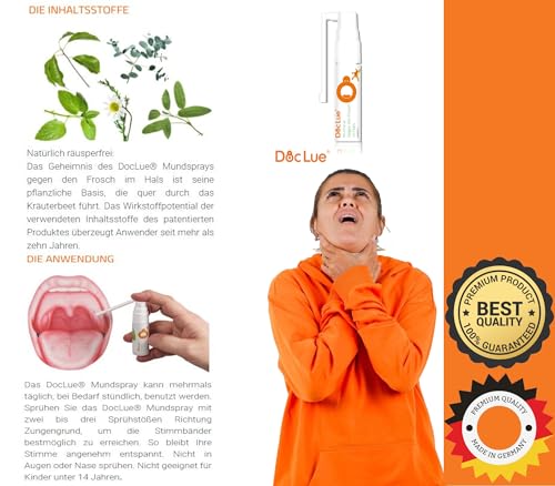 DocLue® gegen den Frosch im Hals | patentierte Wirkstoffformel mit Tiefenwirkung | Atemfrische | Heiserkeit | räusperfrei | Mundspray | Rachenspray | 150 Anwendungen, räusperfrei – Bild 4