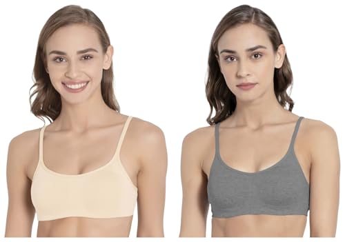 Image of Jockey SS12 Women's Wirefree Non Padded Super Combed Cotton Elastane Stretch Full Coverage Beginners Bra with Adjustable Straps (Pack of 2)