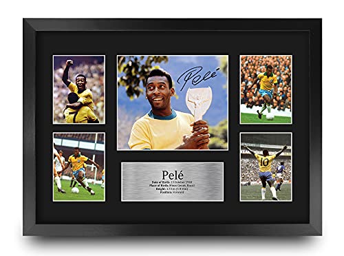 HWC Trading FR A3 Pele Brazil Gifts Printed Signed Autograph Picture for Football Fans and Supporters - A3 Framed