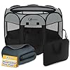 Dog Playpen with Washable Pee Pad, Puppy Pet Cat Playpen for Small Dogs, Dog Tent Crate Indoor/Outdoor, Portable Pop Up Kennel with Carrying Case for Dogs/Cats/Rabbits(Dark Grey)