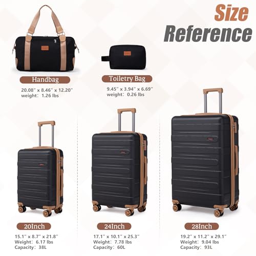 Luggage Sets 5 Piece Durable Suitcase Set with Spinner Wheels, Hard Shell Carry on Luggage with TSA Lock, Large Checked Travel Suitcases for Men and Women - Image 4