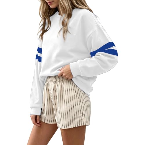 Varsity Striped Sweatshirt Women Oversized Crewneck Sweatshirt Sweater - image 4