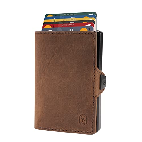 ZNAP Credit Card Holder for Men and Women - Slim Wallet for Men - Minimalistic Wallet for Men Metal - Small Wallet for Men Slim Leather and RFID Blocking - Credit Card Wallet for Men - Up to 8 Cards