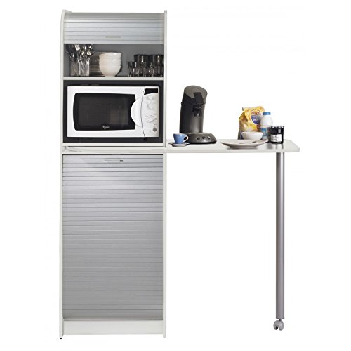 SIMMOB Table de Cuisine et Meuble de Rangement Blanc Alu L 131.1 H 180.7 P 60 cm