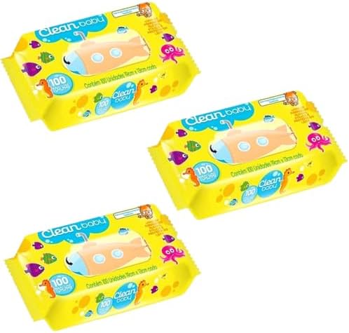 Kit Total 300 Lenços Umedecidos 3 pacotes Toalhas Baby Clean 100 ...