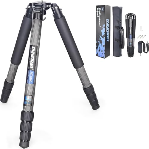 Image of INNOREL NT404C Carbon Fiber Tripod Professional Birdwatching Heavy Duty Camera 66lb /30kg Max Load 40mm Max Tube Diameter Bowl Tripod Birdwatching Camera Stand with a 1 /4 inch or 3 /8 inch External Screw Hole