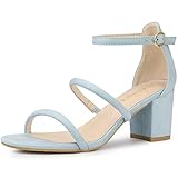 Allegra K Women's Open Toe Strappy Sky Blue Chunky Heels Sandals 10 M US