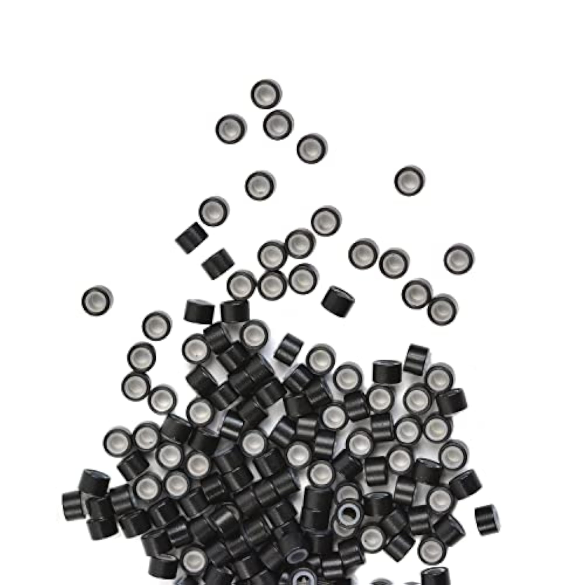 500Pcs Silicone Lined Micro Links Hair Extensions Beads, Black