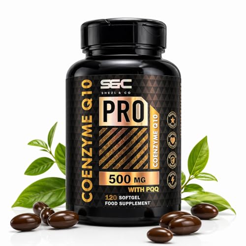 CoQ10 500mg High Strength Capsules 300 Vegan Softgels with PQQ Omega 3 Sunflower Lecithin & BioPerine High Absorption Coenzyme Q10 Supplement Energy Heart & Cellular Support 2 Daily
