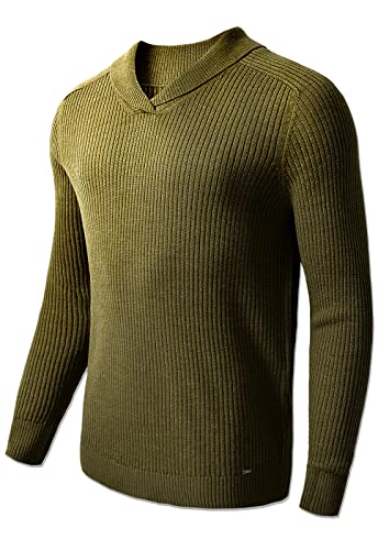 Vintage Mens Shawl Collar Sweaters Casual Relaxed Fit Knitted Pullover Sweater