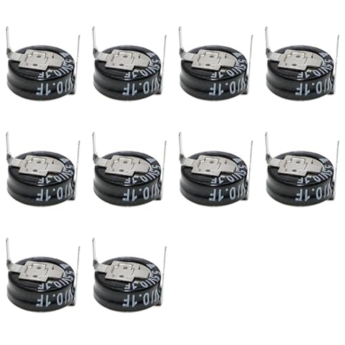 10-Pieces Button-Type H-Pin Capacitor 5.5V 0.1F (9.5×8.6MM) Suitable for Industrial Control Equipment, Electronic Instruments, Timing Circuits, etc.