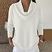 Sweaters for Women 2025 Cowl Neck Sweater Oversized Sweaters for Women Knit Winter Clothes Casual Loose Fall Fashion Cowl Neck Long Sleeve Trendy Pullover Outfits White X-Large