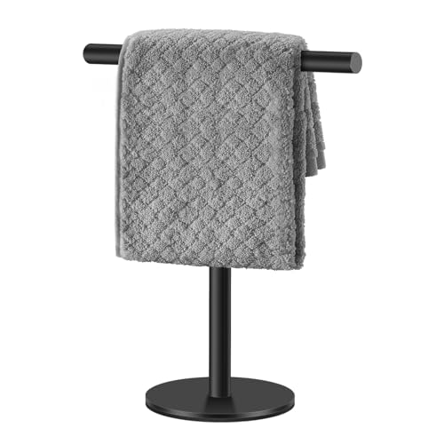 Toallero de la encimera - Soporte de barra independiente, estante de tela de metal de 30 cm, organizador compacto, moderno en forma de T - Almacenamiento | Accesorios de cocina de baño para toallas