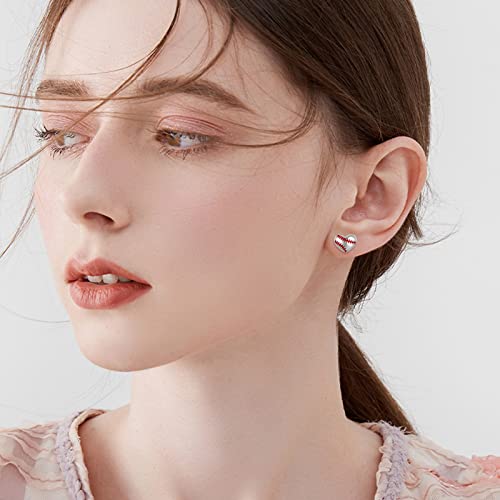 Baseball Softball Stud Earrings Sterling Silver Hypoallergenic Heart Stud Earrings Sport Lover Jewelry Gifts For Women Girls #TOP1