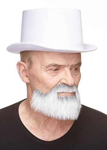 Mustaches Self Adhesive, Novelty, Short Boxed Fake Beard, False Facial Hair, Costume Accessory for Adults, Gray with White Color - Thumbnail 5