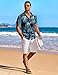 COOFANDY Shirts for Men Short Sleeve Hawaiian Shirt Casual Button Up Shirt Mens Cruise Shirt, Blue & Green - Leaf, Large