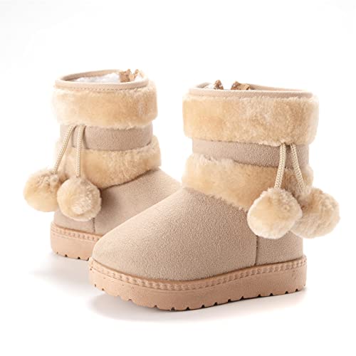 Girls Winter Snow Boots Fuzzy Warm Ankle Boots Fleece Lined Booties Outdoor Shoes Toddler/Little Kid/Big Kid2