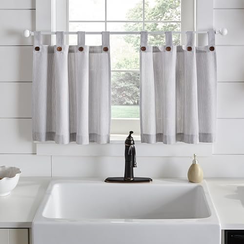 Elrene Home Fashions Tucker Ticking Strip Window Kitchen Caf...