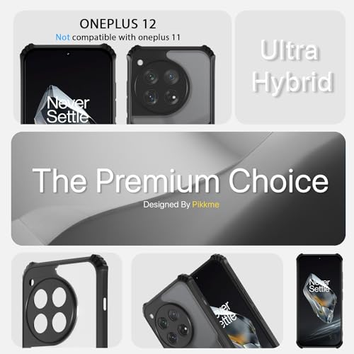 Image of Pikkme Back Cover for OnePlus 12 5G | Ultra Hybrid Shockproof Case | Full Camera Protection | Raised Edges | Clear Transparent Bumper Case (Black)