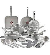 T-fal Ceramic Refresh, Ceramic Nonstick Cookware Set 20 Piece, Oven Broiler Safe 350F, Kitchen Co...