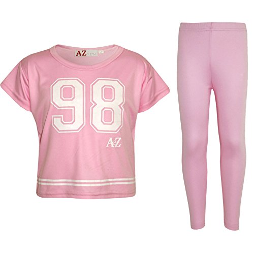 Ensemble crop top 98 et legging rose pour fille, un vêtement deux pièces élégant et branché