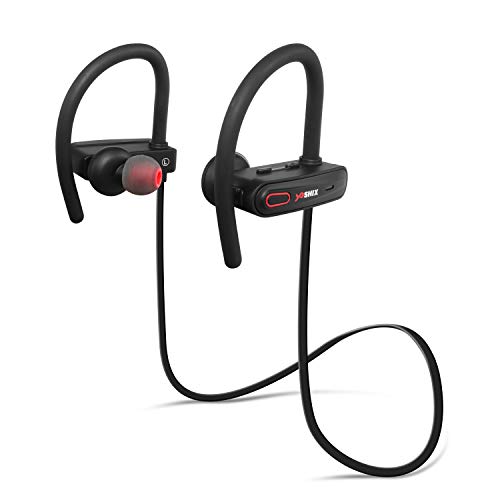 ❤ Crazy Deals Yoshix Bluetooth Earbuds, Best Wireless Headphones for Sports, Running, or Gym. Noise Cancelling Model with mic and IPX7 Sweatproof/Waterproof and Secure Fit Earhooks w/Travel Case