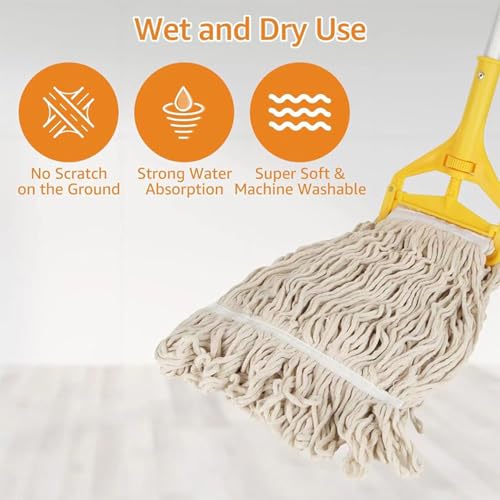 4 almohadillas de algodón para fregona con cabezal de recambio súper absorbente 5