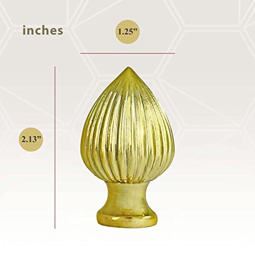 Image of Royal Designs, Inc. Ribbed Pear Finial for Lamp Shade, Polished Brass - Pack of 1