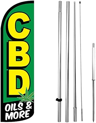 CBD Oils & More Windless Swooper Flag Kit 15' Feather Banner Sign gq-h