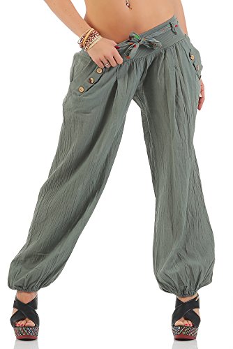 Preisvergleich Produktbild ZARMEXX Haremshose Pumphose Pluderhose Ballonhose Aladinhose Harem Hose Sommerhose (armee-green)