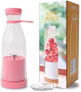 Ritmo Juicer Blender, 350ml Personal Size Blender Portable Mini Juicer Wireless Charging Blender Mini Fruit Blender Juicer for Juice Shakes and Smoothies (PINK)