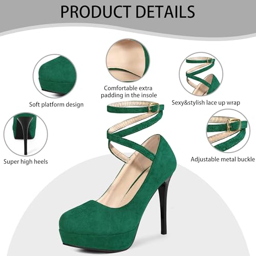 Perphy Platform Stiletto High Heels Ankle Strap Black Pumps for Women4
