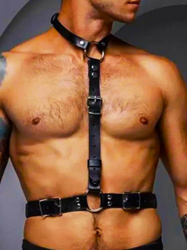 Fstrend Chest Harness for Men Black Leather Waist Belt Strap Fashion Rave Body Accessory2
