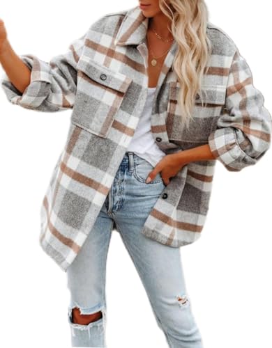 Veste chemise pour femme à carreaux en flanelle pour l'automne et l'hiver